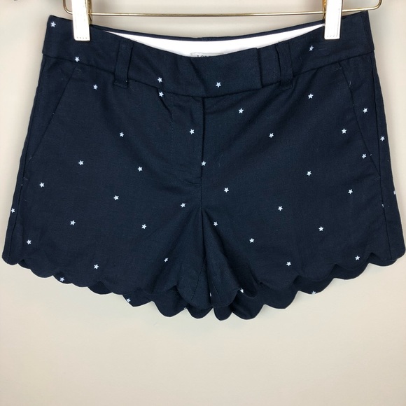 J. Crew Star Print 4” Scalloped Short, Sz 00 - Picture 1 of 6